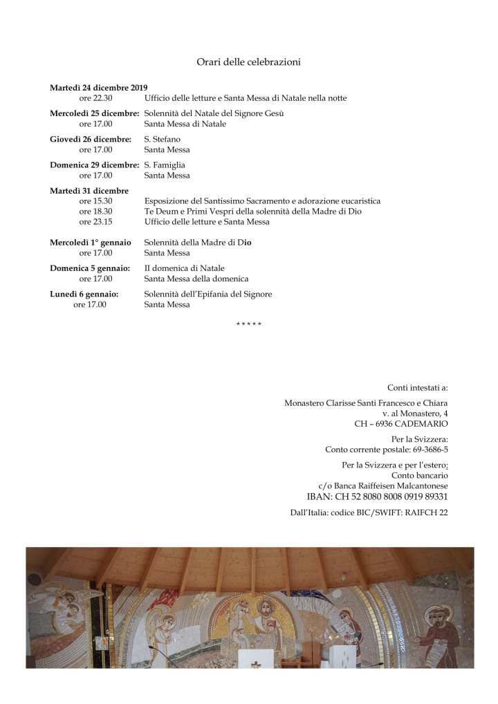 s. Natale 2019 - Monastero Cademario-4