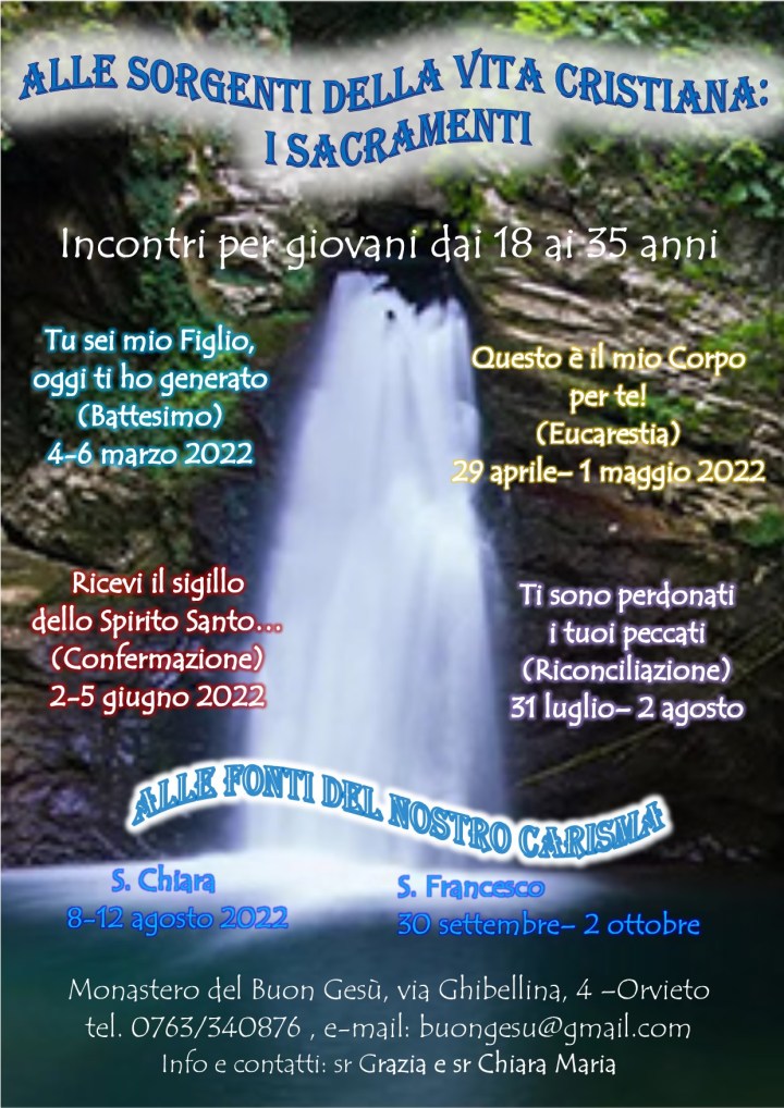 Incontri per giovani – Monastero Buon Gesù –&nbsp;Orvieto