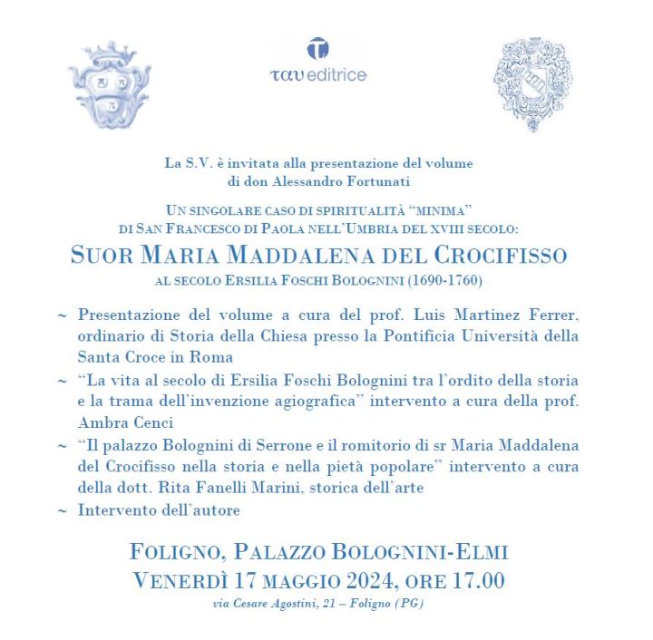 Presentazione del volume di don Alessandro Fortunati su sr. Maria Maddalena del&nbsp;Crocifisso